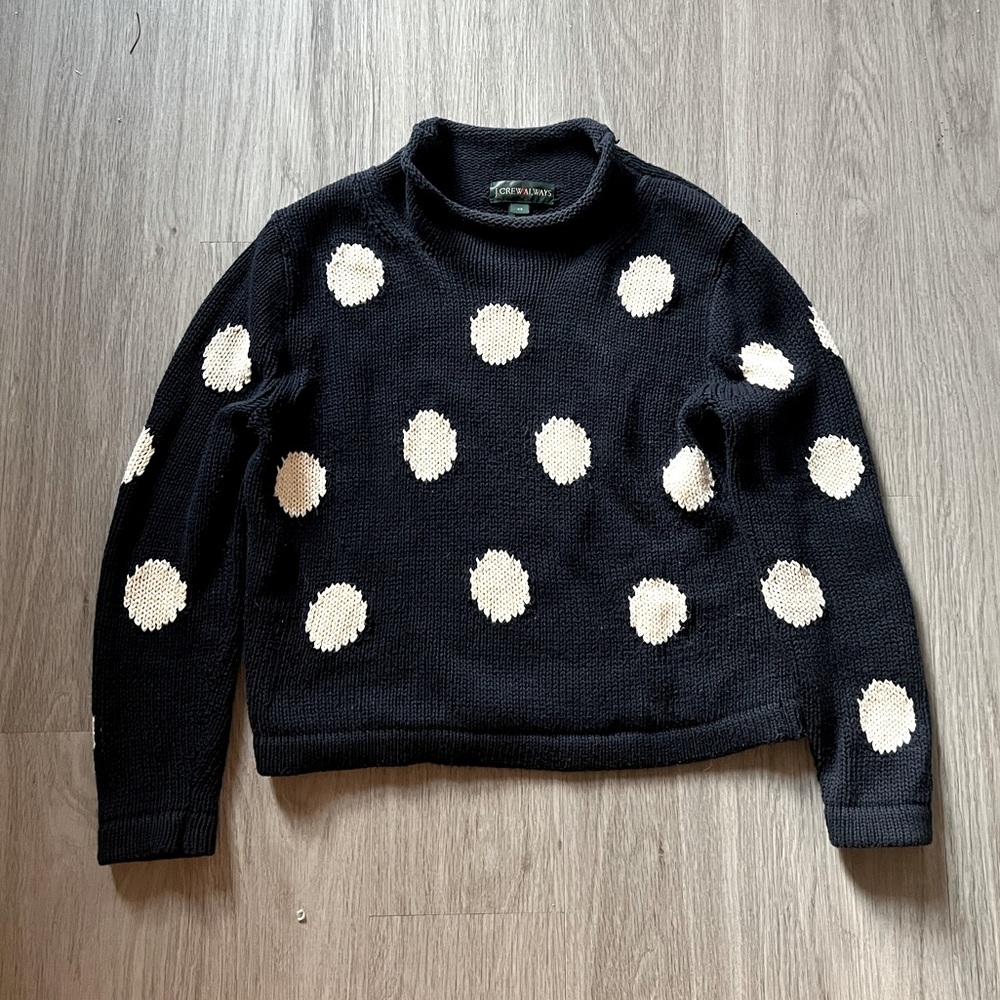 J.Crew navy polka dot mock turtleneck crop sweater / J.Crew (size: XS)